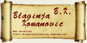 Blaginja Komanović vizit kartica